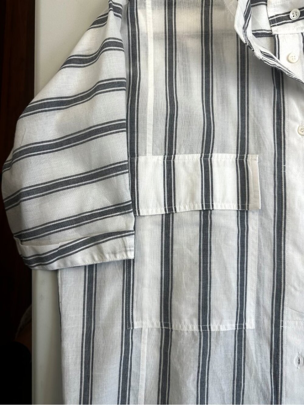 FRAME Women’s White Black Striped Cotton Button Down Shirt Blouse LWSH1785 - Picture 3 of 9